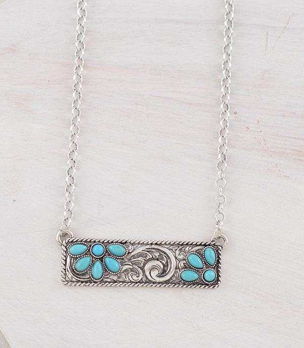 Turq Squash Bar Necklace