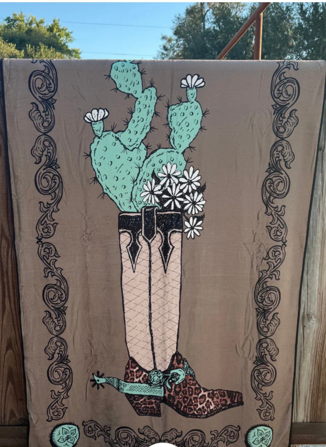 Boots and Burlap Blanket