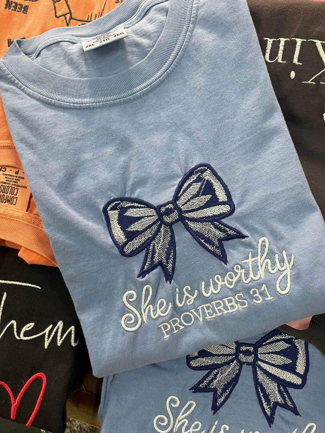 Worthy Bow Embroidered Tee