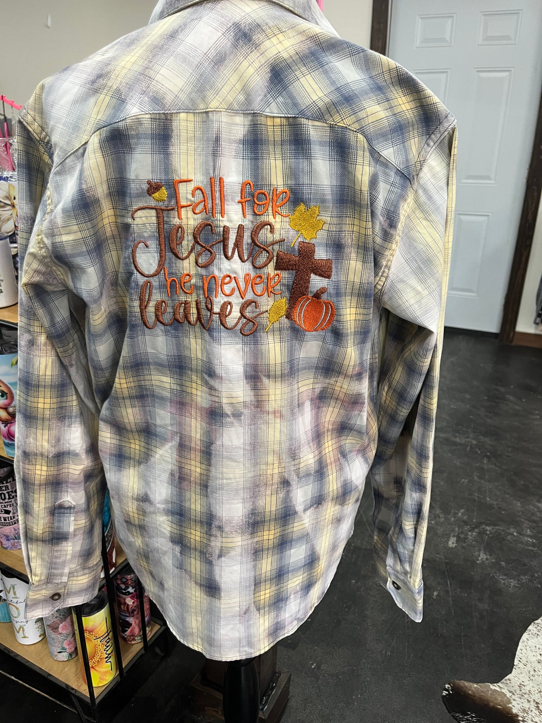 Bleached Embroidered Fall For Jesus