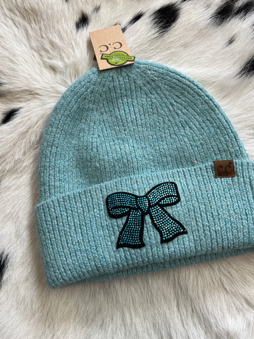【限定値下げ】CROCHEANT Short Ribbon Beanie CC Rhinestone Ribbon Beanie – Diva Bling By Jenn