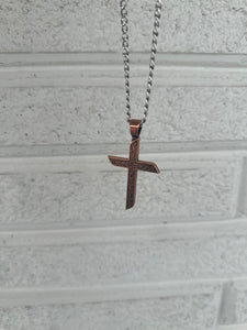 Mens Silver and Bronze Cross Necklace