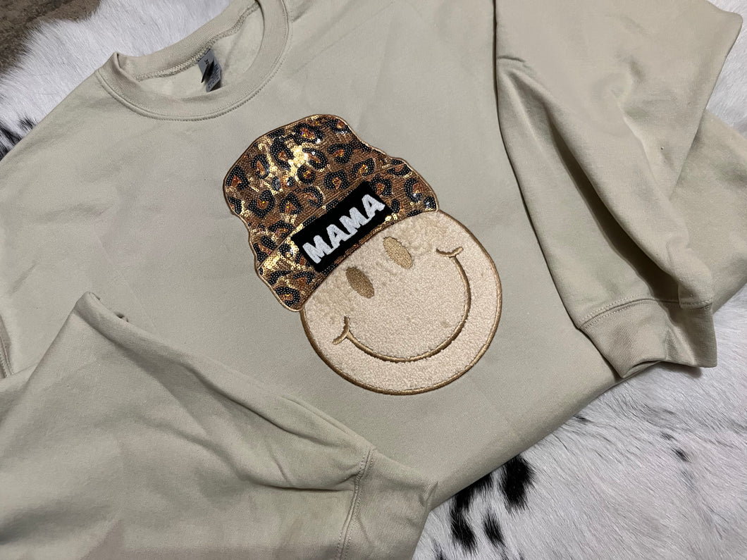 Leopard Mama Smiley pullover