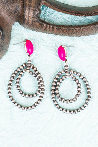 Fuchsia and Silver Pearl Earrings
